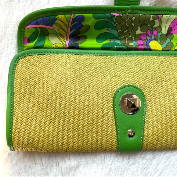 Kate Spade Wicker Clutch with Green Leather Accents - Picture 12 of 16